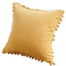 Housses de coussin décoratives douces et lavables en machine, jeté carré à pompons, en velours côtelé pour la décoration du canapé et du lit