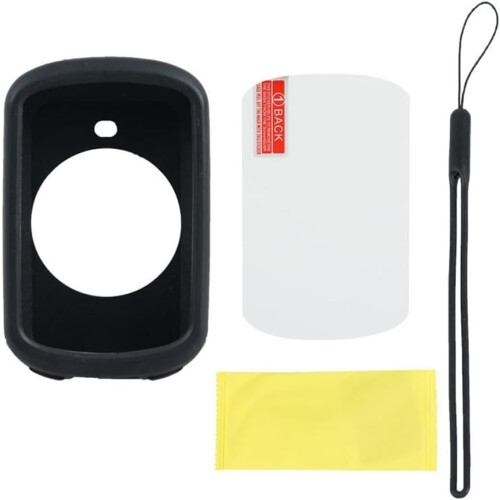 Sleek Silicon Shell Black With Tempered Glass Screen Protector for Garmin Edge 530 1