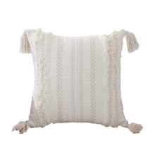 Housses de coussin bohèmes en coton, pompons faits main pour une décoration extérieure de style champêtre, 30 x 50 cm, broderie résistante
