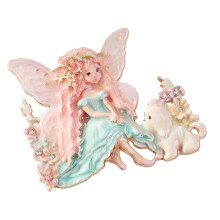 Premium Alloy Cartoon Elf Girl Pin Brooch Vivid Cute-Pink
