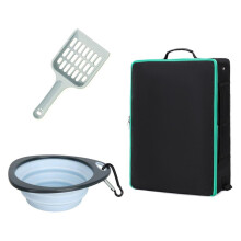 Portable Cats Litter Box With Handle Baffle Generous-Black