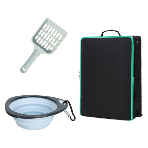 Portable Cats Litter Box With Handle Baffle Generous-Black