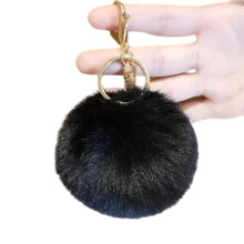 Pompoms-Schlüsselanhänger, bunter-Schwarz