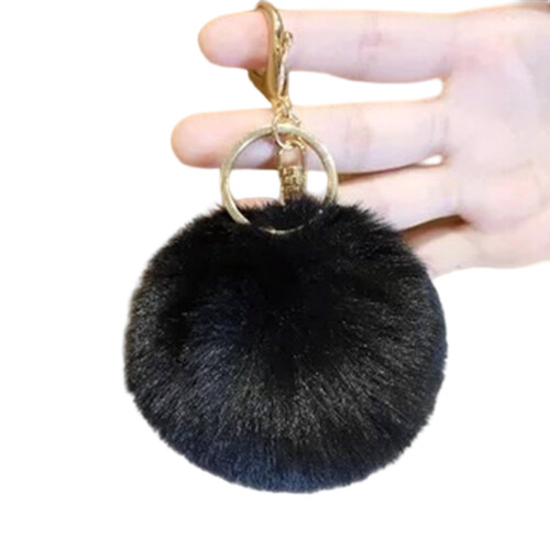 Pompoms-Schlüsselanhänger, bunter-Schwarz