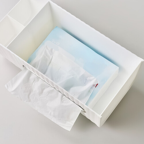 Durable Tissue Box Cover with Multipurpose Storage Space-Yellow 2