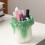 Ceramic Cabbage Shaped Pen Holder Desktop Container for Pens and 5