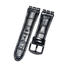 Bracelet de montre en cuir robuste-boucle noire noire 23mm
