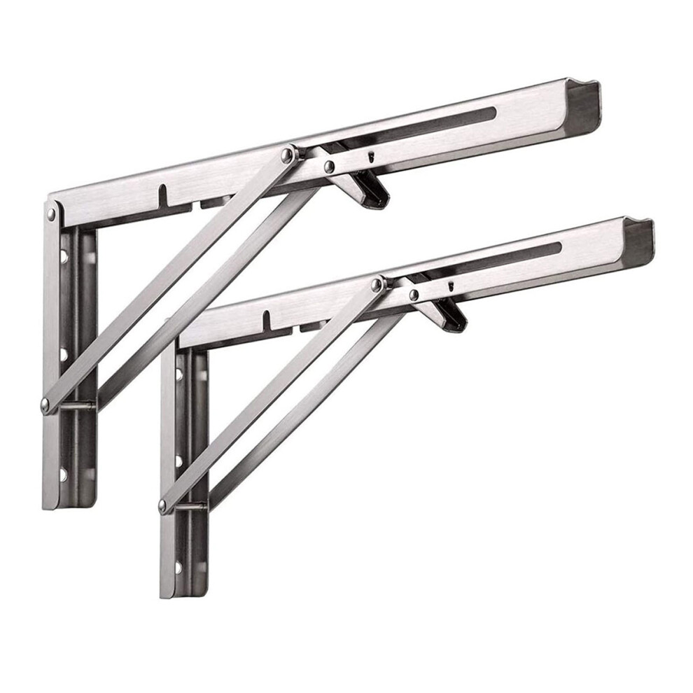 Triangle Structure Floating Shelf Brackets, Space Saving Folding Shelf Supports, Heavy Duty Stainless Steel Collapsible Wall Mounted Brackets For Room 9060116342273
