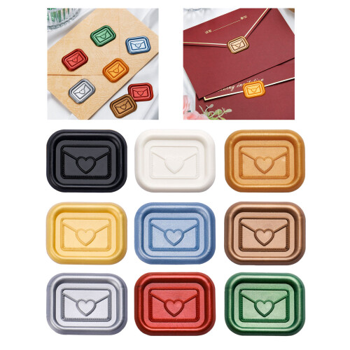 10 Pcs Sealing Waxed Stamp Sticker Square Decorative-Bronze 2