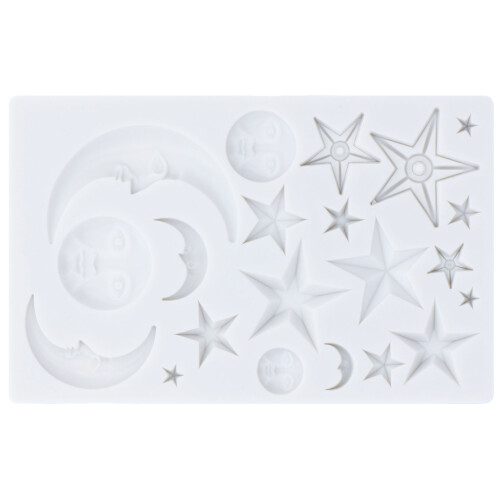Silikon-Fondantform, Stern-Mond-Gesicht, 2