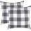Housses de coussin décoratives en coton et lin, design rustique polyvalent avec fermeture éclair invisible (gris et blanc, lot de 2) 1