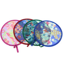 Faltbarer Fächer für den Sommer, japanischer Handfächer mit Aufhängering, runder Fächer aus strapazierfähigem Polyester für Hochzeiten