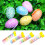 Decorative Easter Hanging Eggs Multicolor Glitter Easter Decor Reusable Plastic Easter Eggs Lightweight Foam Ornaments with Strings Ready to Hang Brig 3