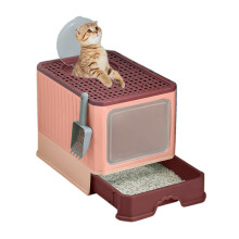 Kattenbak Kunststof Hoge Zijhoogte Gladde Oppervlakken-Roze