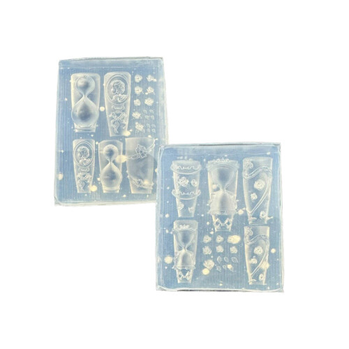 Silikonform mit 3D-Blumen-Rosen-Sanduhr-Design für-Satz