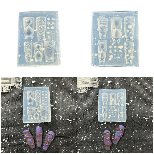Silikonform mit 3D-Blumen-Rosen-Sanduhr-Design für-Satz 1