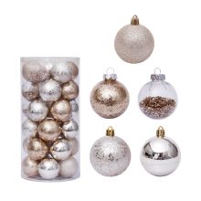 Timeless Christmas Tree Decorations, Shatterproof Clear Plastic Baubles with Embedded Sparkling Decorations