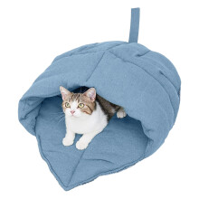 Washable Cats Bed Warm Indoor Cave Design Shelter-light blue