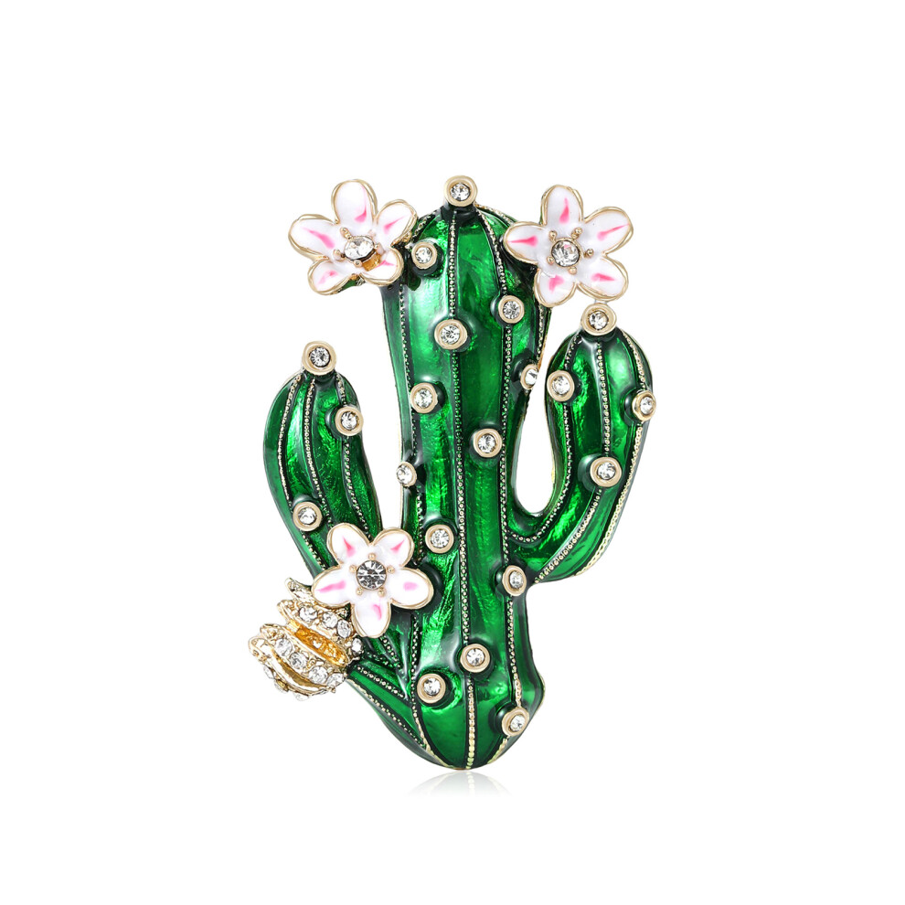 Cactus Themed Brooch Featuring Elegant Enamel Finish Gift