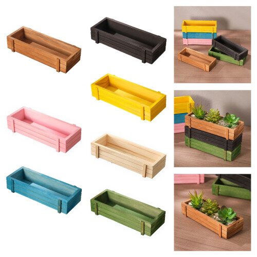 Decorative  Wooden Planter Box For Small Plant Space-Blue 2