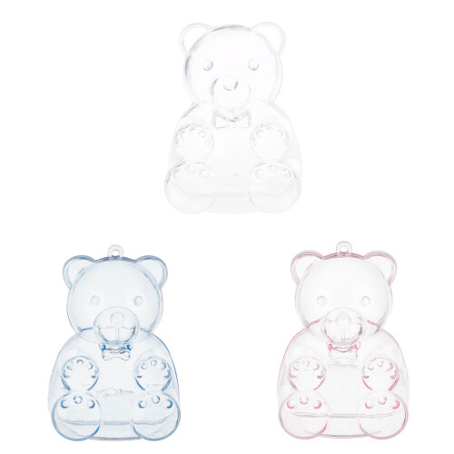 Pack of 12 Bear Shaped Candy Containers Sweets Holders-Clear 1