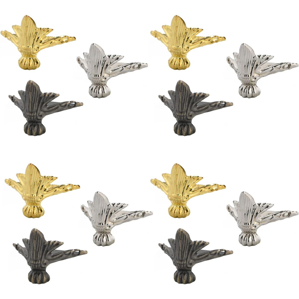 Antique Vintage Decorative Feet For Wooden Chest, Storage Box Corner Protector Smooth Bottoms, Bronze Finish Zinc Alloy Rust Resistant (12 Pieces) 9198585850422