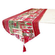 Tischläufer im Landhausstil für Weihnachten, einzigartiges Design mit Stickereien im Lochmuster für elegante Landhausdekoration,