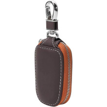Estojo para chave de carro, com fecho de zíper em couro, tamanho universal para chaves de carro, acabamento requintado em um estojo portátil e leve