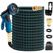 Garden Hose Expandable 30M, Kink Free Flexible Water Hose Multi-Purpose Spray Nozzle Abrasion-Resistant Outer Layer, Aluminium End-Ducting for