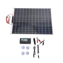Solpanelsæt 12V 24V monokrystallinsk silicium-soloplader med høj konverteringshastighed og controller. Let og holdbar. Miljøvenlig solenergi.