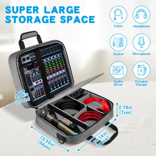 Portable Auditory Mixers Carrying Bag with Adjustable Strap and 2