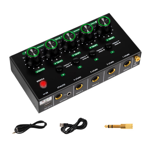 4-Kanal-Audiomischer mit 4 Eingängen und Sound-Controller für