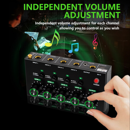 4-Kanal-Audiomischer mit 4 Eingängen und Sound-Controller für 1