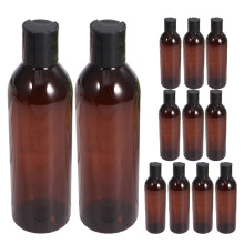 12Pcs Compact Brown Travel Shampoo Bottles with Leakproof Press Caps