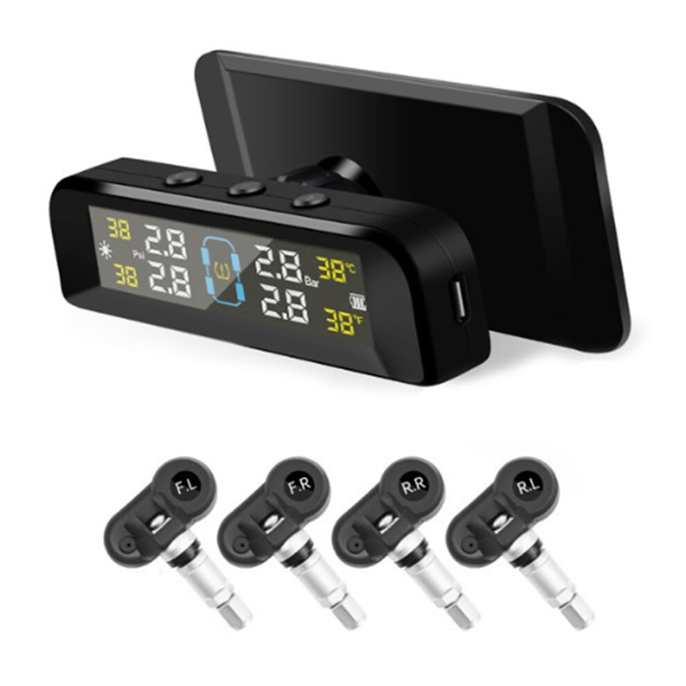Wireless Tire Pressure Monitoring System Solar Powered Tpms With Color Lcd And Realtime Alerts 9323874372037