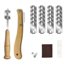 Cel mai bun prieten al brutarului: Kit de marcat aluatul cu lame din oțel inoxidabil și mânere ergonomice din lemn, include huse de protecție