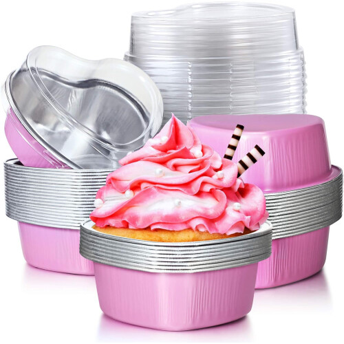 Charmerende hjerteformede flan-bageforme, engangs mini-cupcake-forme til ubesværet romantisk bagning