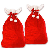 Saco de Presentes de Veludo do Papai Noel, Sacola de Natal de Veludo com Detalhe em Pele Sintética Branca, Saco de Presentes Macio Vermelho do Papai