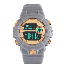 Rubber Fashion Men's Wrist Date Stopwatch Sport Boy Watch LCD Digital Men's Watch One Size Grey