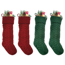Meias de Natal rústicas e elegantes, meias de Natal tricotadas com as cores clássicas vermelho, branco e verde para decoração de Natal, perfeitas