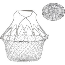 Panier à friture pliable en acier inoxydable, idéal pour la cuisson à l'eau bouillante, à la vapeur et la friture. Grille résistante à la