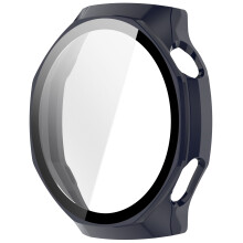 Watch Screen Protector Shell Case with Tempered Glass Film-Blue