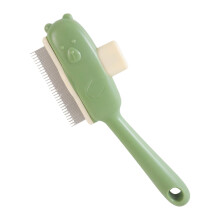 Bear Button Cat Shedding Comb Massaging Pet Grooming Brush For Dog And Cat Green Indoor Outdoor