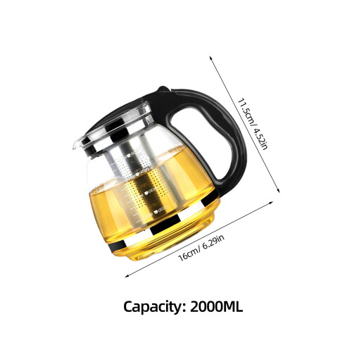 1 2000 ml glaskanne mit edelstahlsieb und griff, hitzebeständig 2