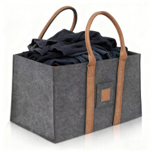 Log Carrier Folding Felt Container, HeavyDuty Wood Bag With Handles, Indoor Outdoor Fireplace Use