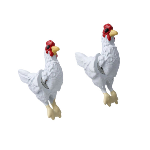 Delicate Rooster Motif Stud Earrings Versatile Day To-White