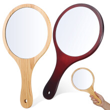 2Stk Holz-Handspiegel Ergonomisch Bunt Ideal Zum Schminken