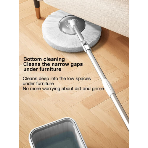 Spin Mop And Bucket Set With Wringer, Microfiber Floor Cleaner, Includes 3 Replacement Head Refills 2