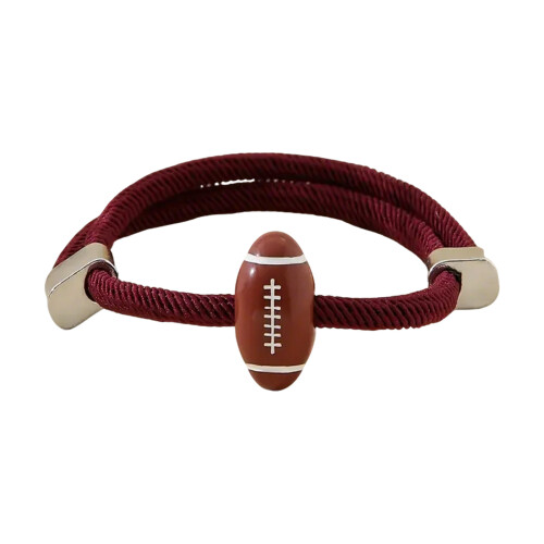 Practical Men's Bracelet With Rugby Designs and-Claret