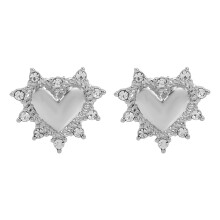 Sturdy Alloy Heart Designs Rhinestones Jewelry-Silver earrings